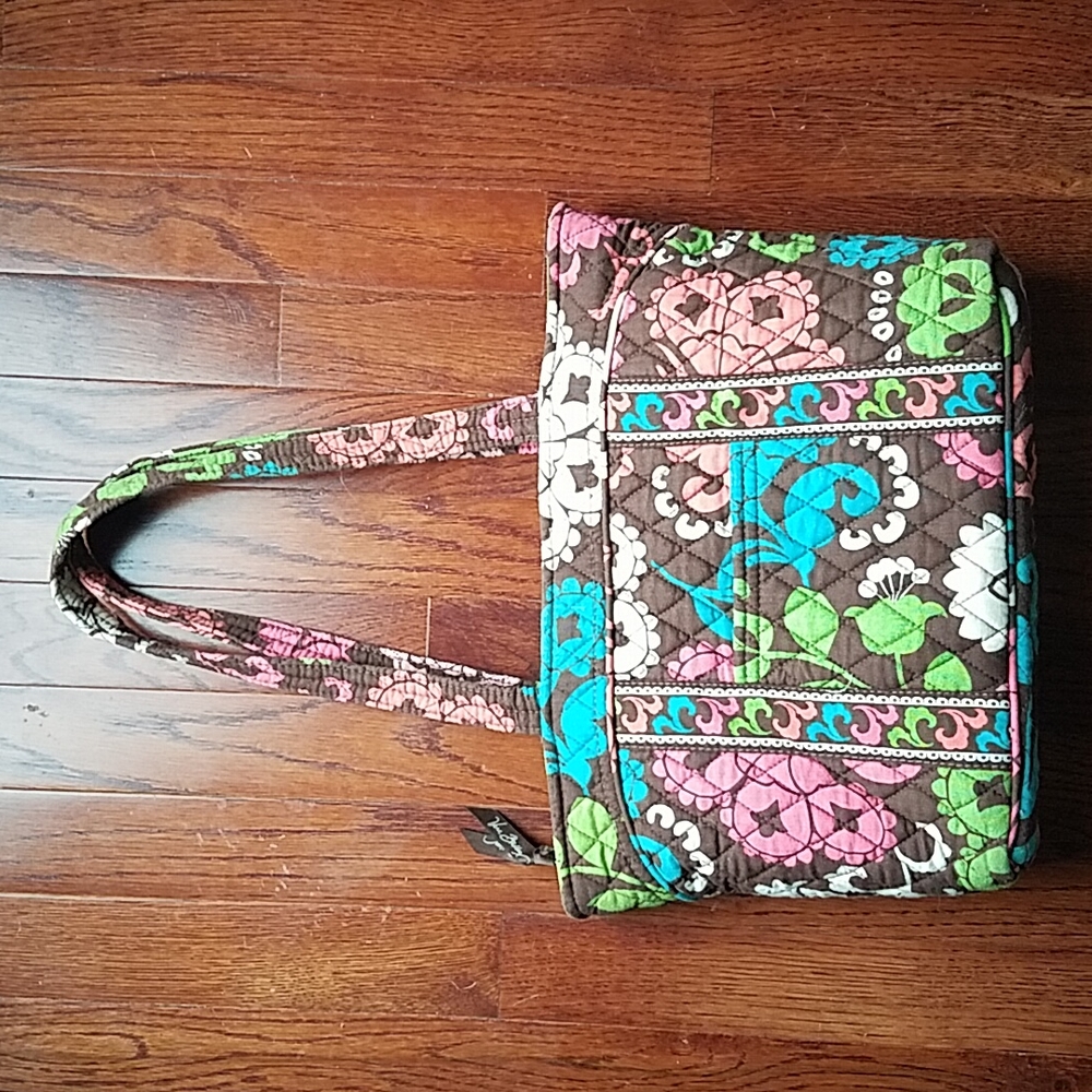 Vera Bradley Lola Shoulder Bag Tote - Brown Pink Green and Blue
